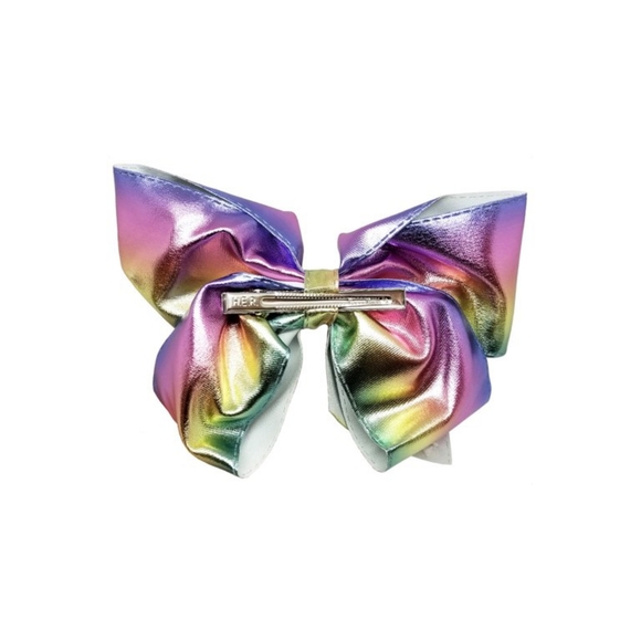 NEW JoJo Siwa Large Cheer Hair Bow Pastel Rainbow Metallic JJ997 - Picture 3 of 4